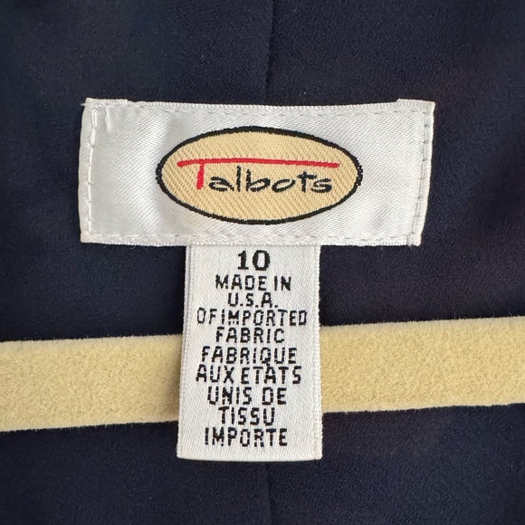 Talbots Silk Floral Midi Dress Fit Flare Lined Classic Vacation Style Navy 10 - Picture 6 of 7